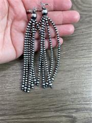 Navajo Pearls Sterling Silver 925 Long Dangle Earrings 16.6g